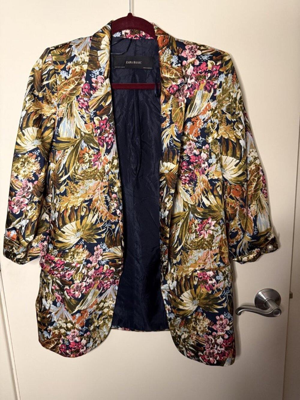 Zara Tropical Floral Print Blazer